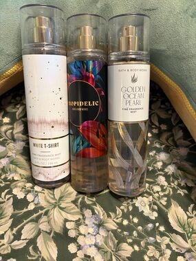 Bath & Body Works Golden Ocean Pearl ,White T Shirt, Tropedelic Ltd edition